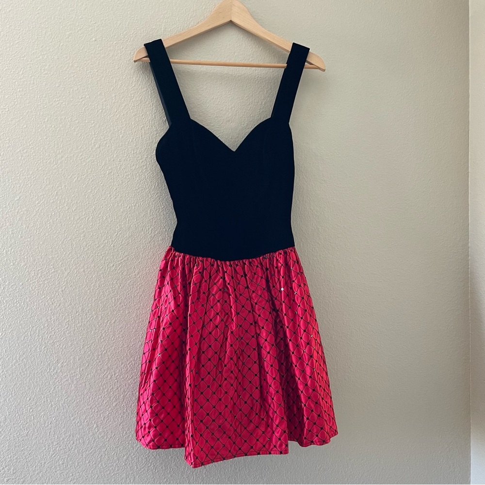Gunne Sax by Jessica McClintock Vintage Velvet Dress Red Black Size 3/4